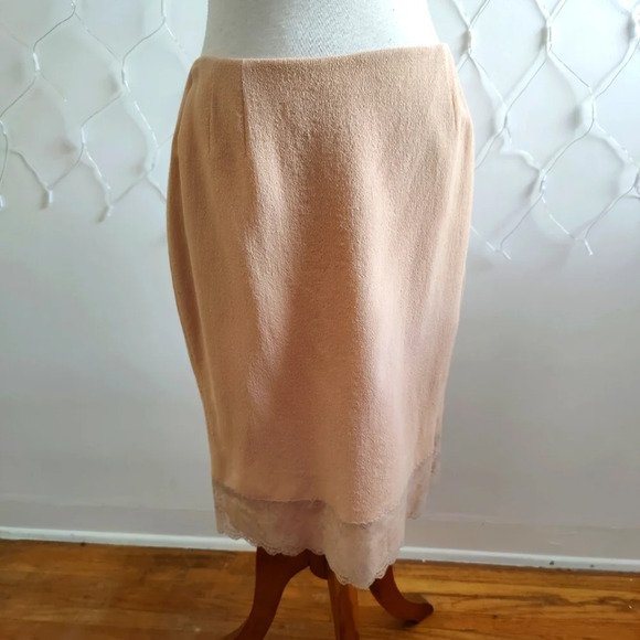 Anne Klein Skirt / Peach w/ Lace / Size 12 / Career - Picture 1 of 7